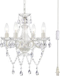 Plug in Chandelier White Chandelier Small Crystal Chandelier 4 Light Bedroom Chandeliers Home & Garden > Lighting > Lighting Fixtures > Chandeliers Alighting White  