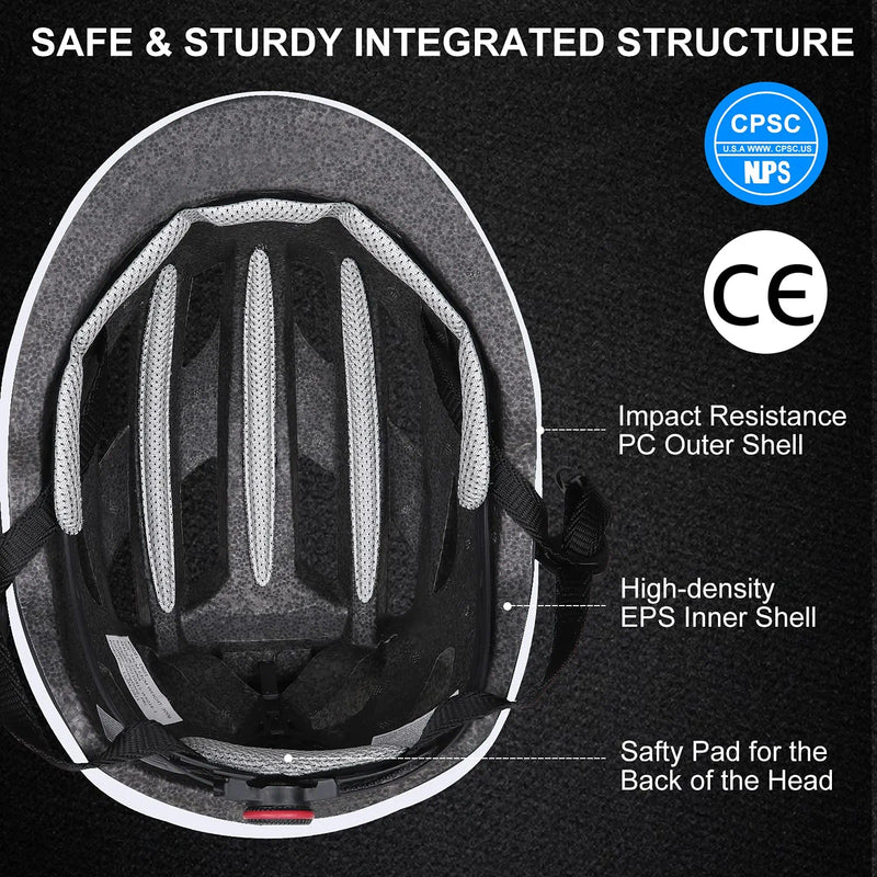 Zacro Adult Bike Helmet with Light - Adjustable Bike Helmets for Men Women Youth with Replacement Pads &Detachable Visor, Lightweight Cycling Helmet for Commuter Urban Scooter MTB Mountain &Road Biker Sporting Goods > Outdoor Recreation > Cycling > Cycling Apparel & Accessories > Bicycle Helmets Zacro   