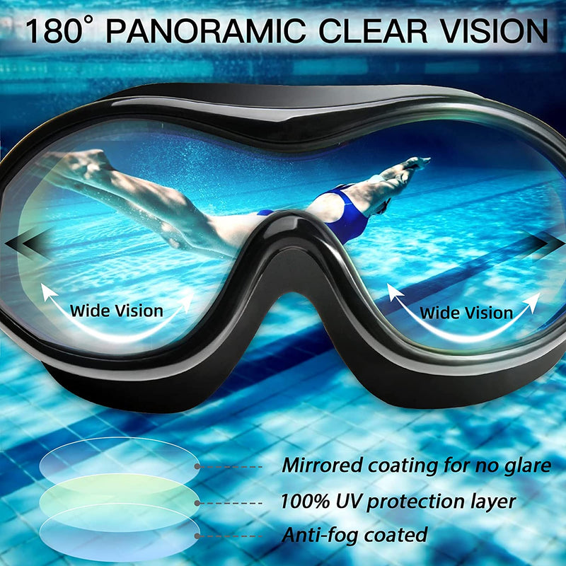 Swim Goggles No Leaking Anti-Fog Pool Goggles Swimming Goggles for Adult Men Women Youth, UV Protection 180° Clear Vision Sporting Goods > Outdoor Recreation > Boating & Water Sports > Swimming > Swim Goggles & Masks Seago   