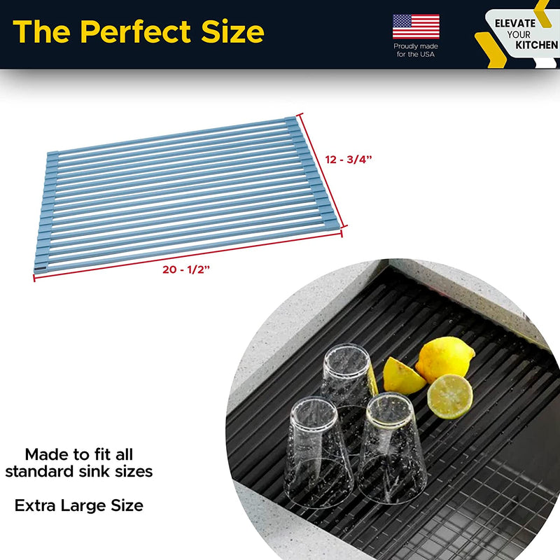 TRUSTAINLESS Combo Pack - Premium Multipurpose Blue Silicone Extra Large 21 Inch Rolling Sink Rack and Drying Mat. Multipurpose Kitchen Accessory and Trivet. Sporting Goods > Outdoor Recreation > Fishing > Fishing Rods LS INC   