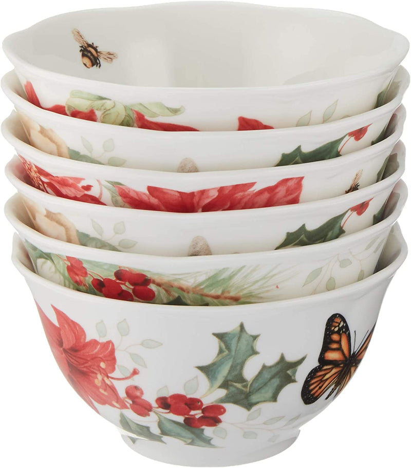 Lenox Butterfly Meadow Holiday 12-Piece Dinnerware Set, 16.60 LB, Red & Green Home & Garden > Kitchen & Dining > Tableware > Dinnerware LENOX Rice Bowls, Set of 6  