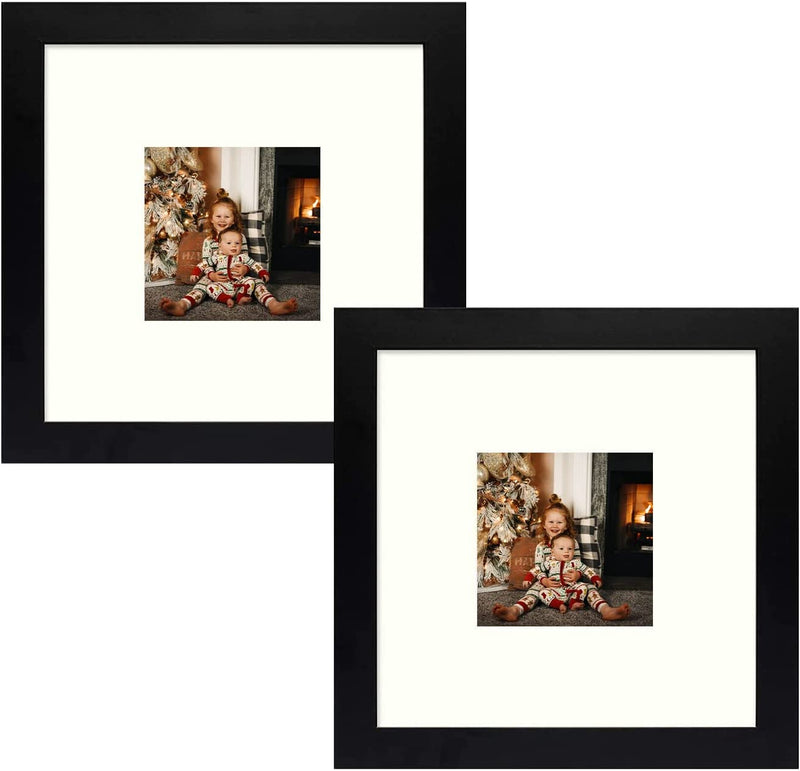 Frametory, 8X8 Square Photo Frame with Ivory Color Mat for 3.5X3.5 Photo, Perfect for Table-Top, Wide Molding, Built in Hanging Features (Black, 1-Pack) Home & Garden > Decor > Picture Frames Frametory Black 8x8 (2 Pack) 