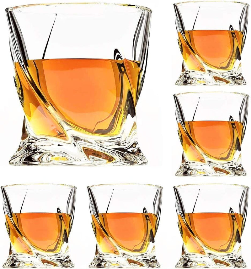 Premium Crystal Whiskey Glasses Set of 6, Large Lead-Free Crystal Glass, Tasting Cups Scotch Glasses, Old Fashioned Glass, Tumblers for Drinking Irish Whisky, Bourbon, Tequila (Leaves, 10.5 Oz)