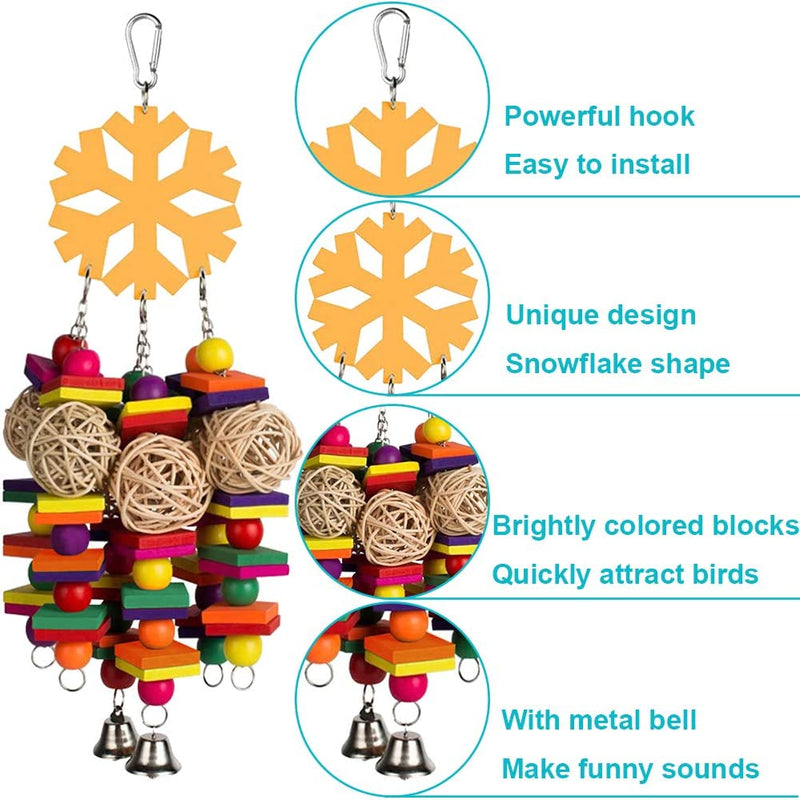 Coppthinktu Bird Toys, Parrot Toys with Bells, Parrots Cage Chewing Toy with Colorful Wood Beads, Multicolored Wooden Block Bite Toys for Macaw African Grey Cockatoo and a Variety of Parrots Animals & Pet Supplies > Pet Supplies > Bird Supplies > Bird Toys Coppthinktu   