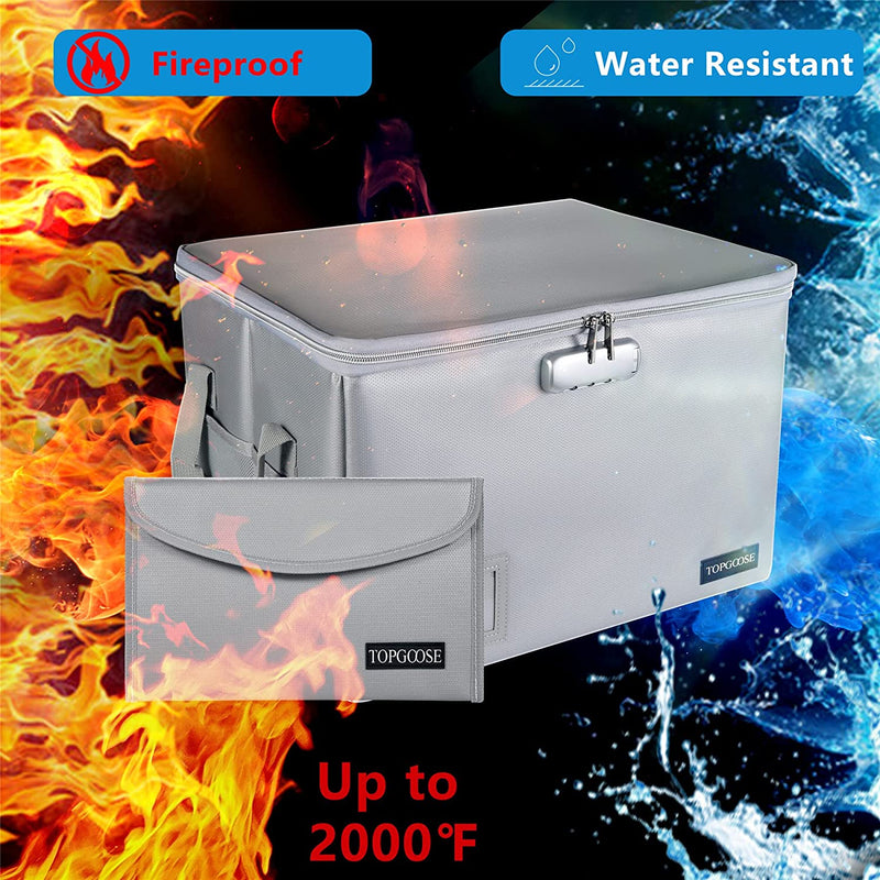 File Box Fireproof Box with Lock,Topgoose File Storage Organizer Anti-Static Box,Collapsible Fireproof Document Box Filing Box with Handle,Portable Home Office Safe Box for Hanging Letter/Legal Folder Home & Garden > Household Supplies > Storage & Organization TOPGOOSE   