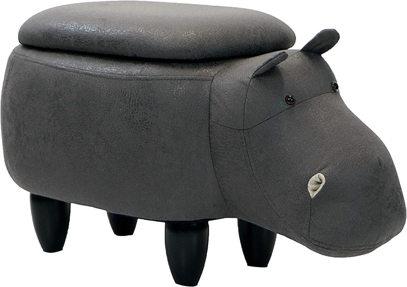 Critter Sitters 15-In. Seat Height Dark Gray Hippo Animal Shape Storage Ottoman - Furniture for Nursery, Bedroom, Playroom, and Living Room Decor Home & Garden > Household Supplies > Storage & Organization Critter Sitters Dark Gray Hippo with Storage 