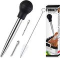 Stainless Steel Turkey Baster with Cleaning Brush - Food Grade Syringe Baster for Cooking & Basting with 2 Marinade Injector Needles - Ideal for Butter Dripping, Roasting Juices for Poultry (Black) Home & Garden > Kitchen & Dining > Kitchen Tools & Utensils KAYCROWN Mystic Black  