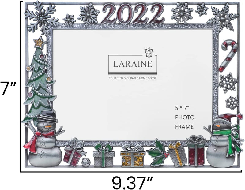 LARAINE Picture Photo Frame 5X7 Metal 2022 Christmas High Definition Glass Display Pictures for Tabletop Home Decorative Holiday Gift (Gray(2022)) Home & Garden > Decor > Picture Frames LARAINE   