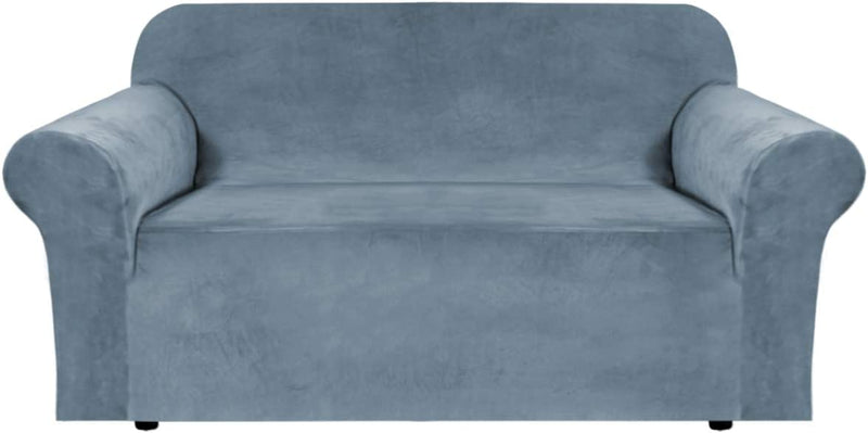 H.VERSAILTEX Stretch Velvet Sofa Covers for 3 Cushion Couch Covers Sofa Slipcovers Furniture Protector Soft with Non Slip Elastic Bottom, Crafted from Thick Comfy Rich Velour (Sofa 70"-96", Ivory) Home & Garden > Decor > Chair & Sofa Cushions H.VERSAILTEX Stone Blue Loveseat 