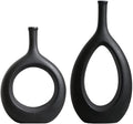 MOVNO Black Ceramic Hollow Vases Set of 2, Geometric Handmade Flower Vase for Decor, Modern Decorative Vase Centerpiece for Wedding Living Room Office Bedroom Dinner Table Party-Housewarming Gift Sporting Goods > Outdoor Recreation > Cycling > Cycling Apparel & Accessories > Bicycle Helmets MOVNO Black  