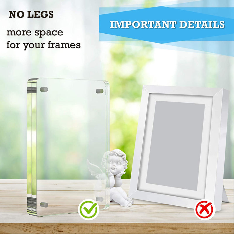 Magnetic Acrylic Picture Frames with Rounded Corners 4.25X6.25” - Perfect Frameless Picture Frame - Double Sided Picture Frame - Magnetic Acrylic Frame - Clear Acrylic Block Frame DESKTOP 2Pc.Set