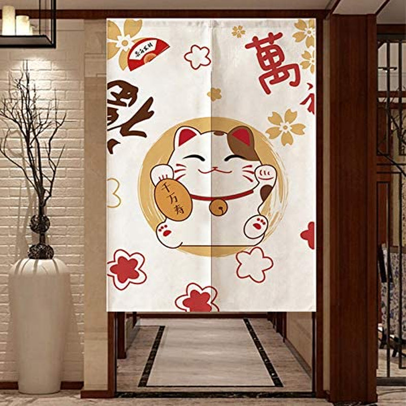 MYRU Lucky Cat Noren Japanese Curtain Noren Japanese Curtain Entrance (Lucky Cat,33 by 59 Inch) Home & Garden > Decor > Window Treatments > Curtains & Drapes MYRU Lucky Cat 33 by 59 Inch 