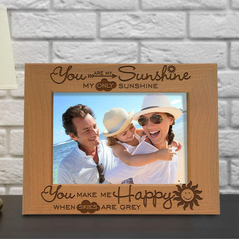 KATE POSH - You Are My Sunshine, My Only Sunshine, You Make Me Happy, When Skies Are Grey - Engraved Solid Wood Picture Frame (5X7 Horizontal) Home & Garden > Decor > Picture Frames KATE POSH   