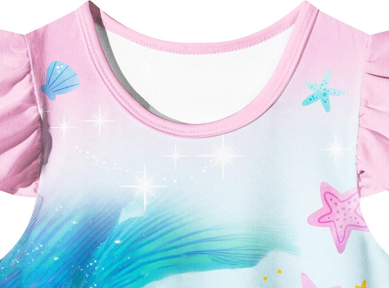 Little Girls Mermaid 2023 Costume Princess Dress up Clothes for Girls Ruffles Sleeve Home Shirt Wear for Kids  QASALOP   