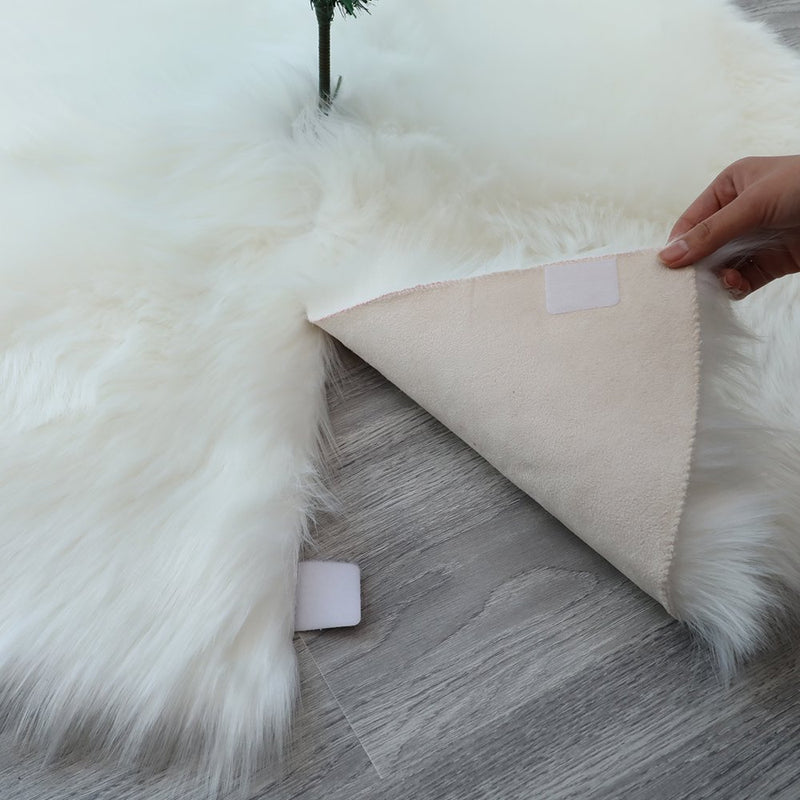 Dystyle Christmas Tree Skirt Sheepskin Fur Plush Shaggy Mat Party round Mat Home & Garden > Decor > Seasonal & Holiday Decorations > Christmas Tree Skirts DYstyle   