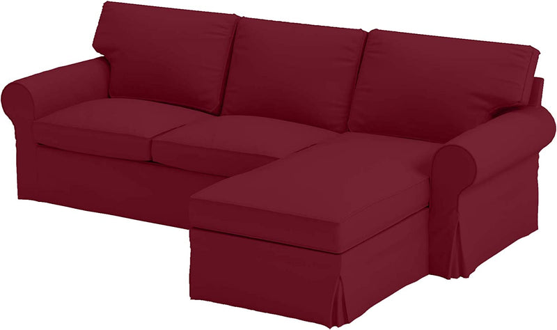 Sofa Cover Only! Dense Cotton Ektorp Loveseat ( 2 Seater) with Chaise Lounge Cover Replacement Is Made Compatible for IKEA Ektorp Sectional 3 Seat ( Three ) Sofa Slipcover. Cover Only! (Wine Red) Home & Garden > Decor > Chair & Sofa Cushions Custom Slipcover Replacement Wine Red  