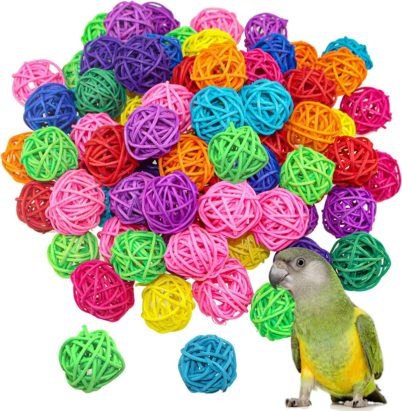 100 Pieces Bird Toy Rattan Balls Parrot Wicker Ball Birds Toy Parakeet Chewing Toys Pet Cage Bite Toys for Parakeet Budgie Cockatoo Decoration DIY Party Wedding 30Mm Multi-Colored (100 Pcs) Animals & Pet Supplies > Pet Supplies > Bird Supplies > Bird Toys VUAOHIY 80 Pcs  