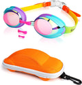Keary 2 Pack Kids Swim Goggles for Toddler Kids Youth(3-12),Anti-Fog Waterproof Anti-Uv Clear Vision Water Pool Goggles Sporting Goods > Outdoor Recreation > Boating & Water Sports > Swimming > Swim Goggles & Masks Keary Mirrored Pink(1 Pack With Car Case)  