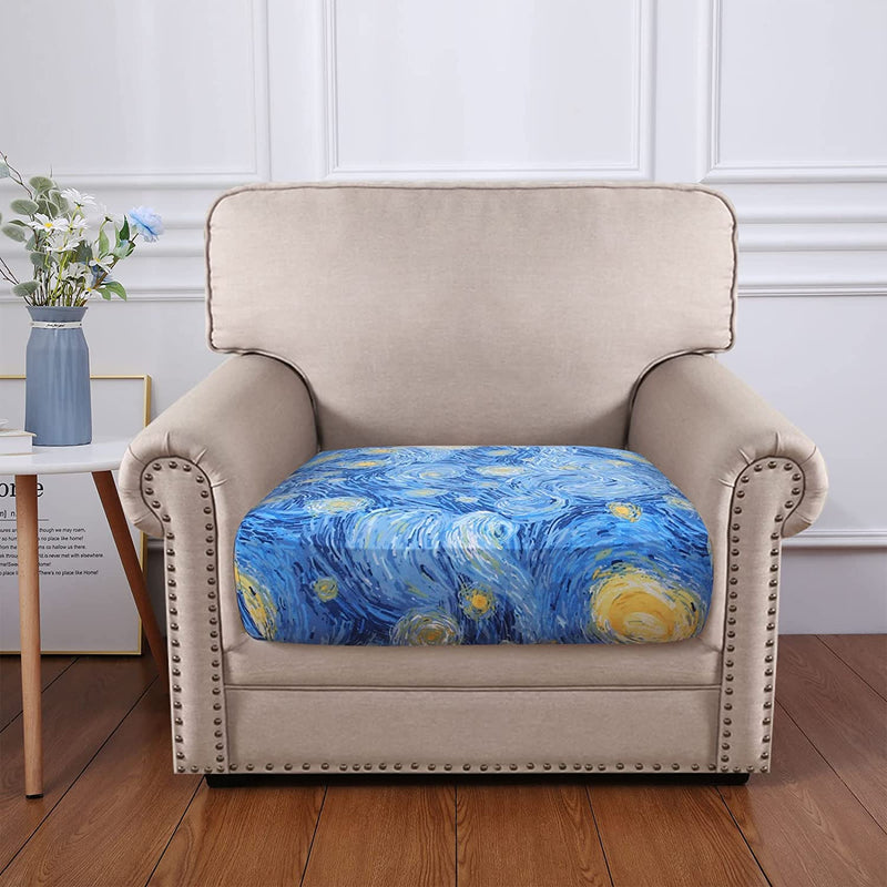 Hyha Printed Sofa Couch Cushion Covers Replacement Chair Cushion Covers Stretch Sofa Seat Cover Furniture Protector Sofa Slipcover Soft Flexibility with Elastic Bottom (Small, Starry Sky)
