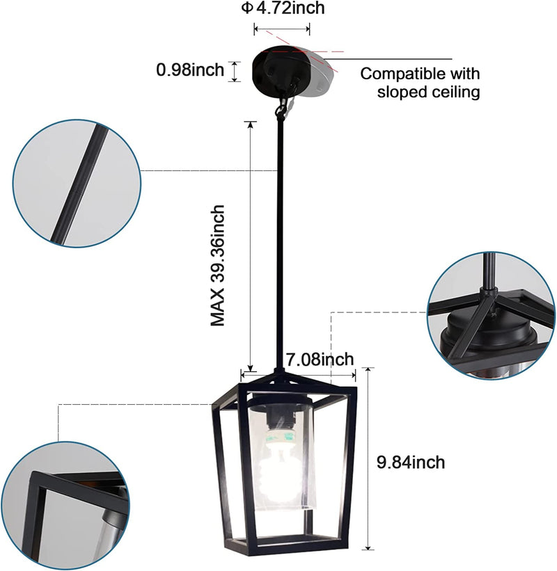 Sglfarmty 1 Pack Pendant Lighting for Kitchen Island, Cage Hanging Light Fixtures, Black Pendant Lights with Durable Glass Shade for Dining Room & Kitchen,Black Home & Garden > Lighting > Lighting Fixtures SGLfarmty   