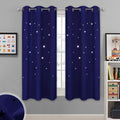 NICETOWN Magic Starry Window Drapes - Laser Cutting Stars Nap Time Blackout Window Curtains for Children'S Room, Nursery, Themed Home, Space-Lovers Decor (W42 X L63 Inches, 2 Pack, Black) Home & Garden > Decor > Window Treatments > Curtains & Drapes NICETOWN Navy Blue W42 x L63 