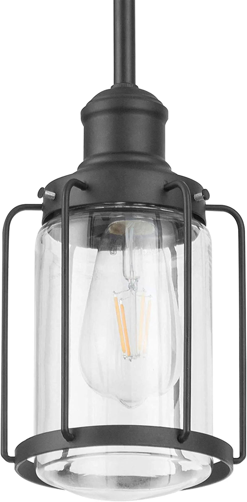 Prominence Home Lincoln Woods 1 Light Matte Black Industrial Pendant Light with Cage and Clear Glass Home & Garden > Lighting > Lighting Fixtures Prominence Home   