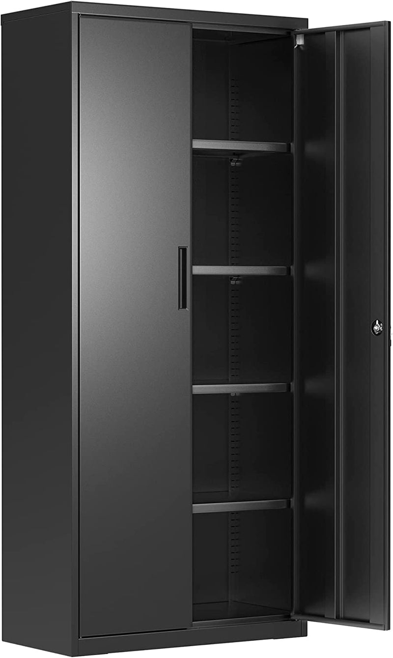 SONGMICS Garage Cabinet, Metal Storage Cabinet with Doors and Shelves, Office Cabinet for Home Office, Garage and Utility Room Black UOMC015B01 Home & Garden > Household Supplies > Storage & Organization SONGMICS Black  