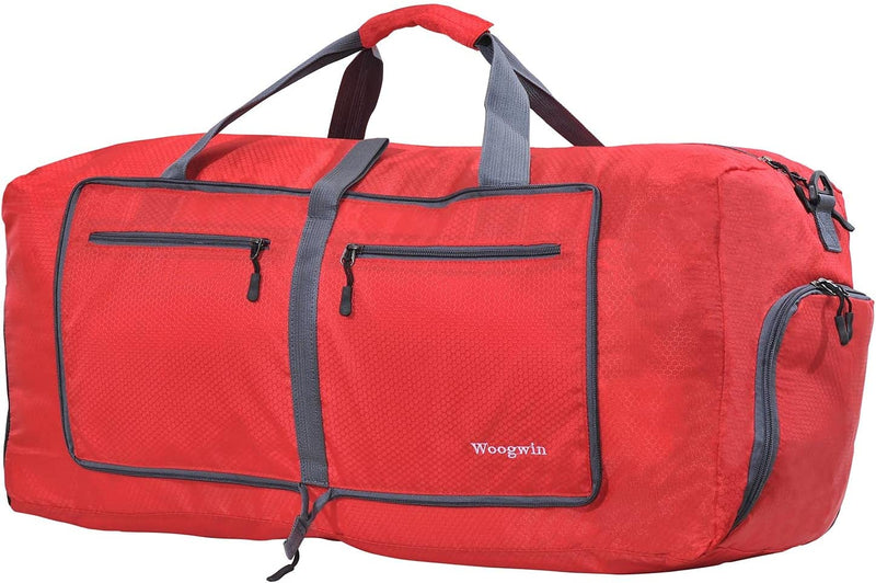 Woogwin Travel Duffel Bag Large Foldable Waterproof Overnight Bag for Beach Swim Bags Pool Sports Gym (60L Black) Home & Garden > Household Supplies > Storage & Organization woogwin 60L Red  