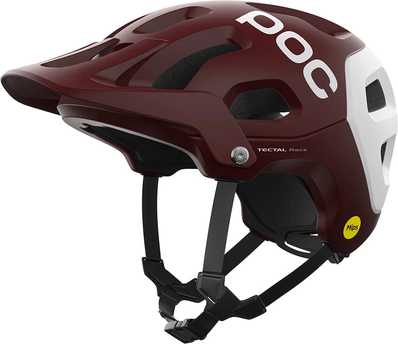 POC, Tectal Race MIPS Mountain Bike Helmet for Trail and All-Mountain Riding Sporting Goods > Outdoor Recreation > Cycling > Cycling Apparel & Accessories > Bicycle Helmets POC Garnet Red/Hydrogen White Matt L/59-62cm 