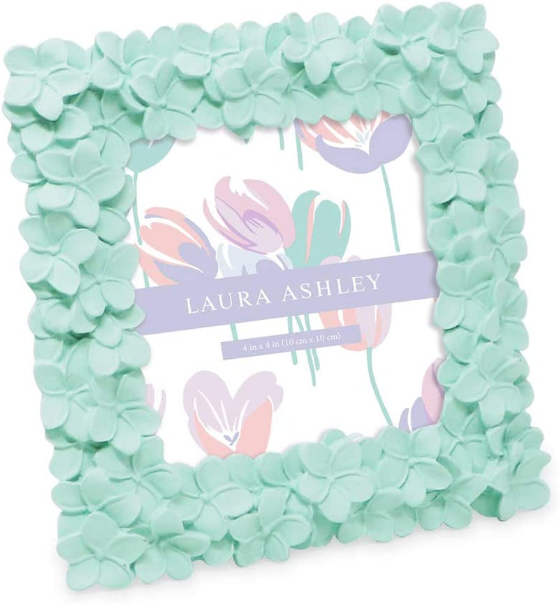 Laura Ashley 4X6 Pink Flower Textured Hand-Crafted Resin Picture Frame with Easel & Hook for Tabletop & Wall Display, Decorative Floral Design Home Décor, Photo Gallery, Art, More (4X6, Pink) Home & Garden > Decor > Picture Frames Laura Ashley Mint Green 4x4 