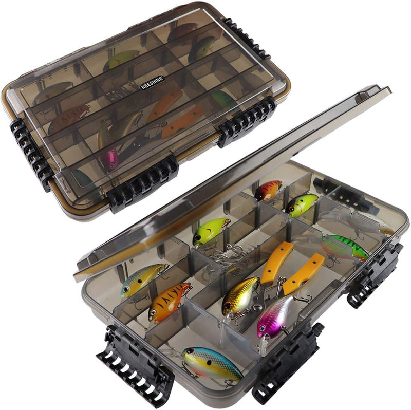KEESHINE Waterproof Fishing Tackle Box, 3700 Tray Organizer with Adjustable Dividers,Sun Protection, Thicker Frame Sporting Goods > Outdoor Recreation > Fishing > Fishing Tackle KEESHINE Waterproof 3700 2 Packs  