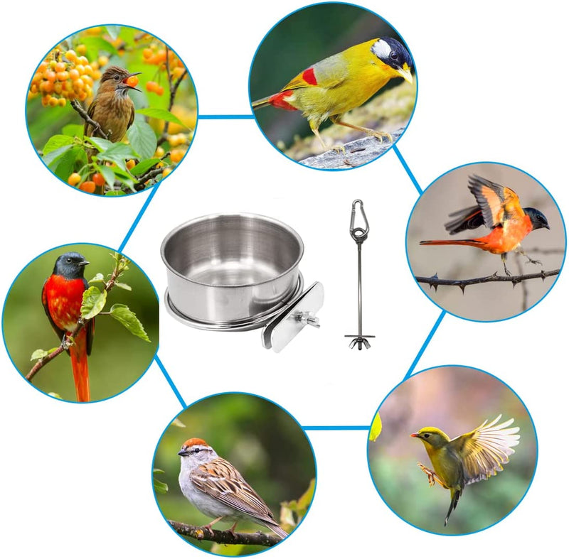 Hamiledyi Parrot Feeding Cup,Bird Food Dish Stainless Steel Bird Cage Feeding Bowls with Clamp Holder-For Parrot Macaw African Gray Parakeet Canary Cockatie Conure(3 Pcs) Animals & Pet Supplies > Pet Supplies > Bird Supplies > Bird Cage Accessories > Bird Cage Food & Water Dishes Hamiledyi   
