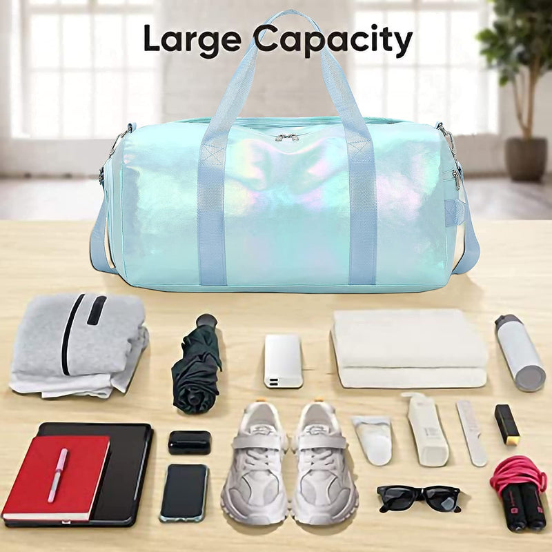 Gym Bag Sports Duffle Bag with Wet Pocket Weekender Overnight Bag with Waterproof Shoe Pouch and Air Hole for Women Girls Travel Foldable Bag Home & Garden > Household Supplies > Storage & Organization LEDAOU   