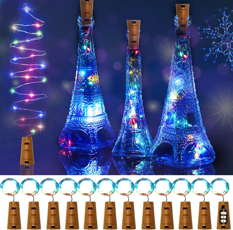 12 Packs 20 LED Wine Bottle Lights with Cork - Silver Wire Fairy String Lights Battery Operated Cork Lights for Wine Liquor Bottle,Bedroom,Christmas,Birthday,Wedding Party Decor(Purple)  SmilingTown Multicolor  