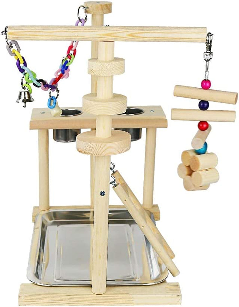 Olpchee Bird Playground Parrot Playstand Bird Play Stand Wood Perch Gym Playpen Ladder with Feeder Cups Toys for Cockatiel Parakeet - Include Tray Animals & Pet Supplies > Pet Supplies > Bird Supplies Olpchee   