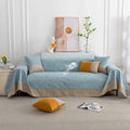 EAVD Boho Couch Cover Beige Sectional Couch Cover Durable Chenille Couch Cover with Lace Edge Solid Couch Protectors from Cats Dogs Scratching Sofa Couch Cover for 2 Cushion Couch(71"X118",Beige) Home & Garden > Decor > Chair & Sofa Cushions EAVD Light Blue#waterproof Large(71"x 118") 