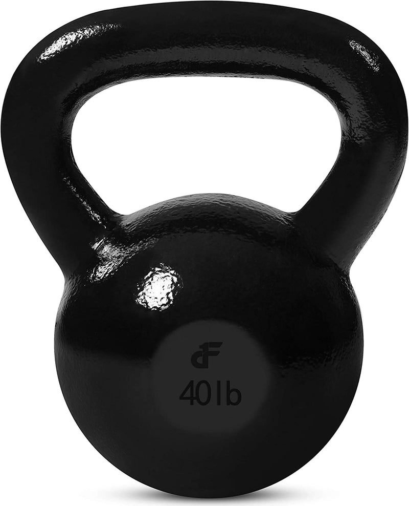 Day 1 Fitness Kettlebell Weights Cast Iron - 11 Sizes Options, 5Lbs-60Lbs - Ballistic Exercise, Core Strength, Functional Fitness, Weight Training Set - Free Weight, Equipment Accessories Sporting Goods > Outdoor Recreation > Winter Sports & Activities Day 1 Fitness h) 40 lb - 1.4" Handle  