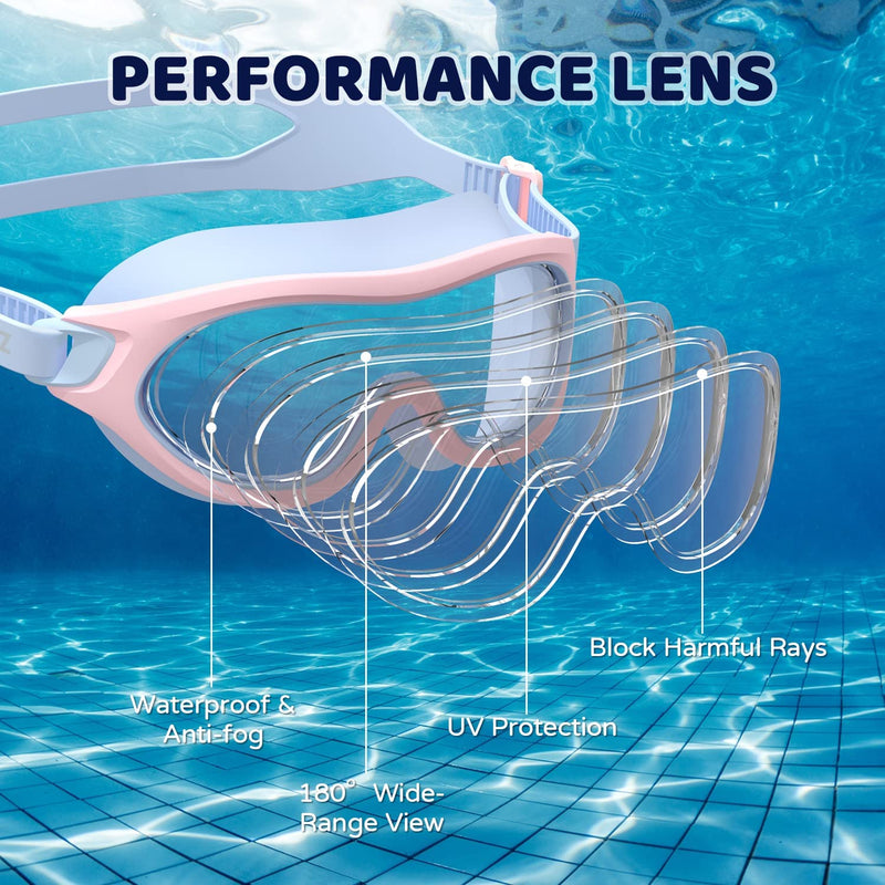 COPOZZ Swimming Goggles for Kids 6-14, Wide View Youth Swim Goggles No Leaks Antifog Crystal Clear Water Pool Swim Goggles Sporting Goods > Outdoor Recreation > Boating & Water Sports > Swimming > Swim Goggles & Masks COPOZZ   