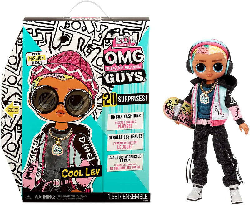 LOL Surprise OMG Guys Fashion Doll Cool Lev with 20 Surprises, Poseable, Including Skateboard, Outfit & Accessories Playset - Gift for Kids & Collectors, Toys for Girls Boys Ages 4 5 6 7+ Years Old Sporting Goods > Outdoor Recreation > Winter Sports & Activities MGA Entertainment   