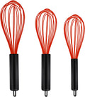 TEEVEA Silicone Whisk 3 Pack Upgraded Kitchen Silicone Whisk Balloon Wire Whisk Set Sturdy Egg Beater Baking Tools for Blending Whisking Beating Stirring Cooking Baking Home & Garden > Kitchen & Dining > Kitchen Tools & Utensils TEEVEA 3 Pack Red Balloon Black Handle  