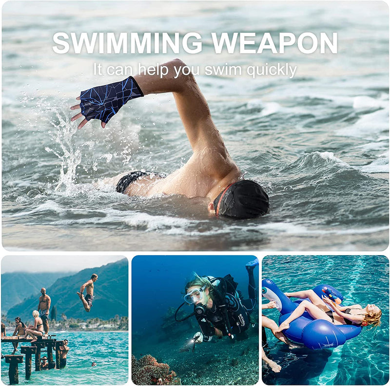 DEPHNES Nylon Swimming Gloves Aquatic Swimming Webbed Gloves Water Training Hand Webbed Hands Webbed Flippers Swim Gear Gloves Fit Aquatic Training Swim Costume Dive Hand Equipment Sporting Goods > Outdoor Recreation > Boating & Water Sports > Swimming > Swim Gloves DEPHNES   