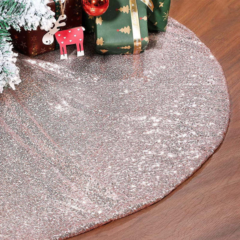 Teal Christmas Tree Skirt, 30 Inch(78Cm) Turquoise Blue Sequin Double Layers Tree Mat for Xmas Party and Performance Home & Garden > Decor > Seasonal & Holiday Decorations > Christmas Tree Skirts Junrui 78 cm Pink 