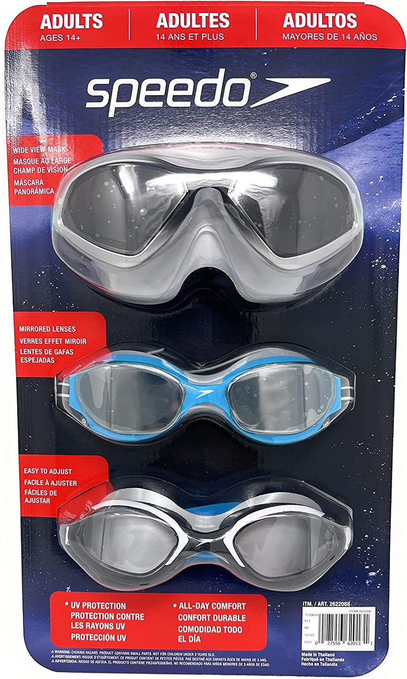 Speedo 3 Pack Adult Swimming Goggles - Colors May Vary