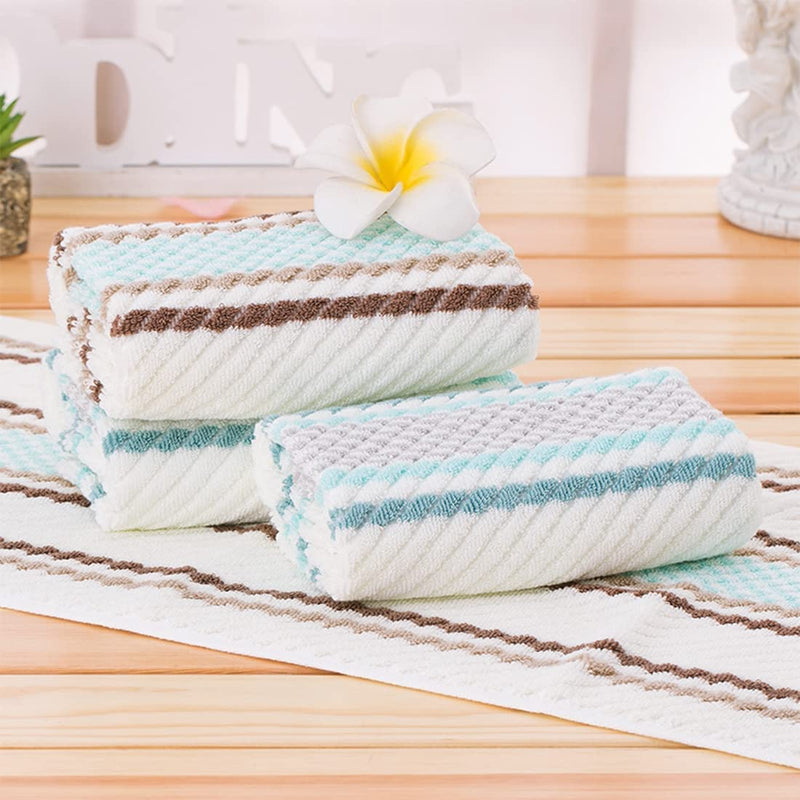 Pidada Hand Towels Set of 2 Striped Pattern 100% Cotton Soft Absorbent Towel for Bathroom 13.4 X 29.5 Inch (Brown) Home & Garden > Linens & Bedding > Towels Pidada   