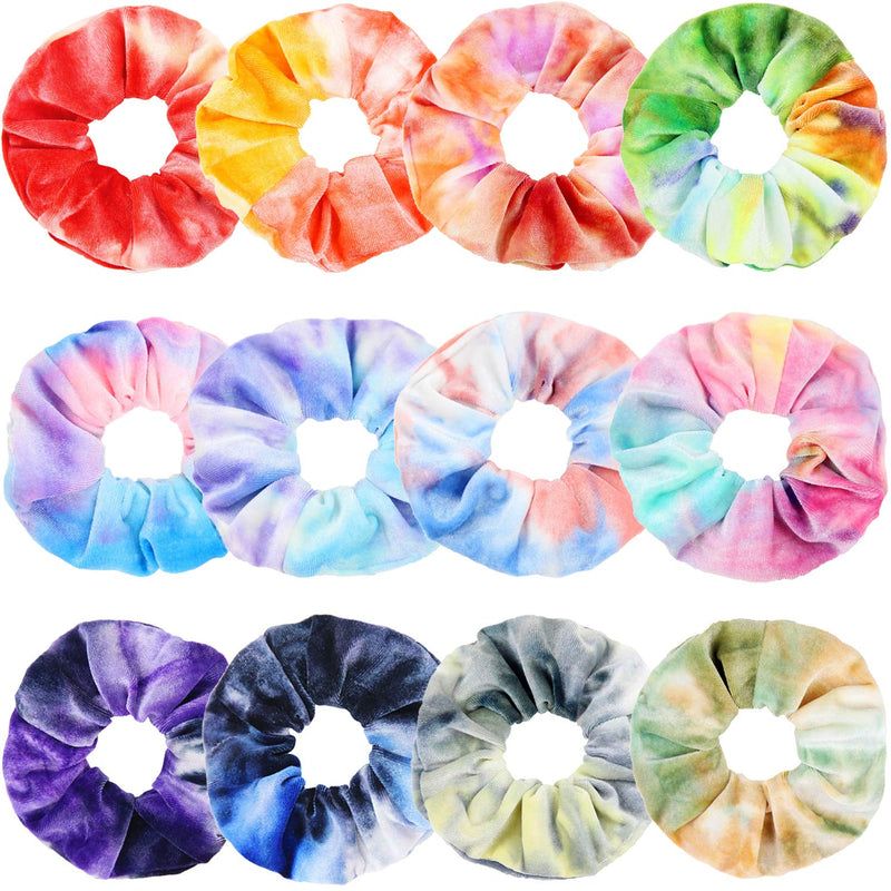 IVARYSS Scrunchies for Women, 12 Pcs Neutral Velvet Scrunchies for Hair, Classic Elastic Thick Scrunchy Hair Bands Ties, Soft Ropes Ponytail Holder Hair Accessories Sporting Goods > Outdoor Recreation > Winter Sports & Activities IVARYSS Rainbow Colors  