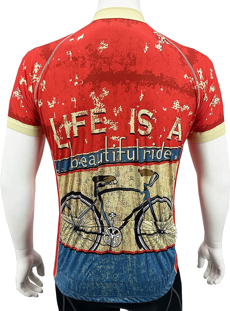 CORVARA BIKE WEAR Life Is a Beautiful Ride Men'S Cycling Short Sleeve Bike Jersey
