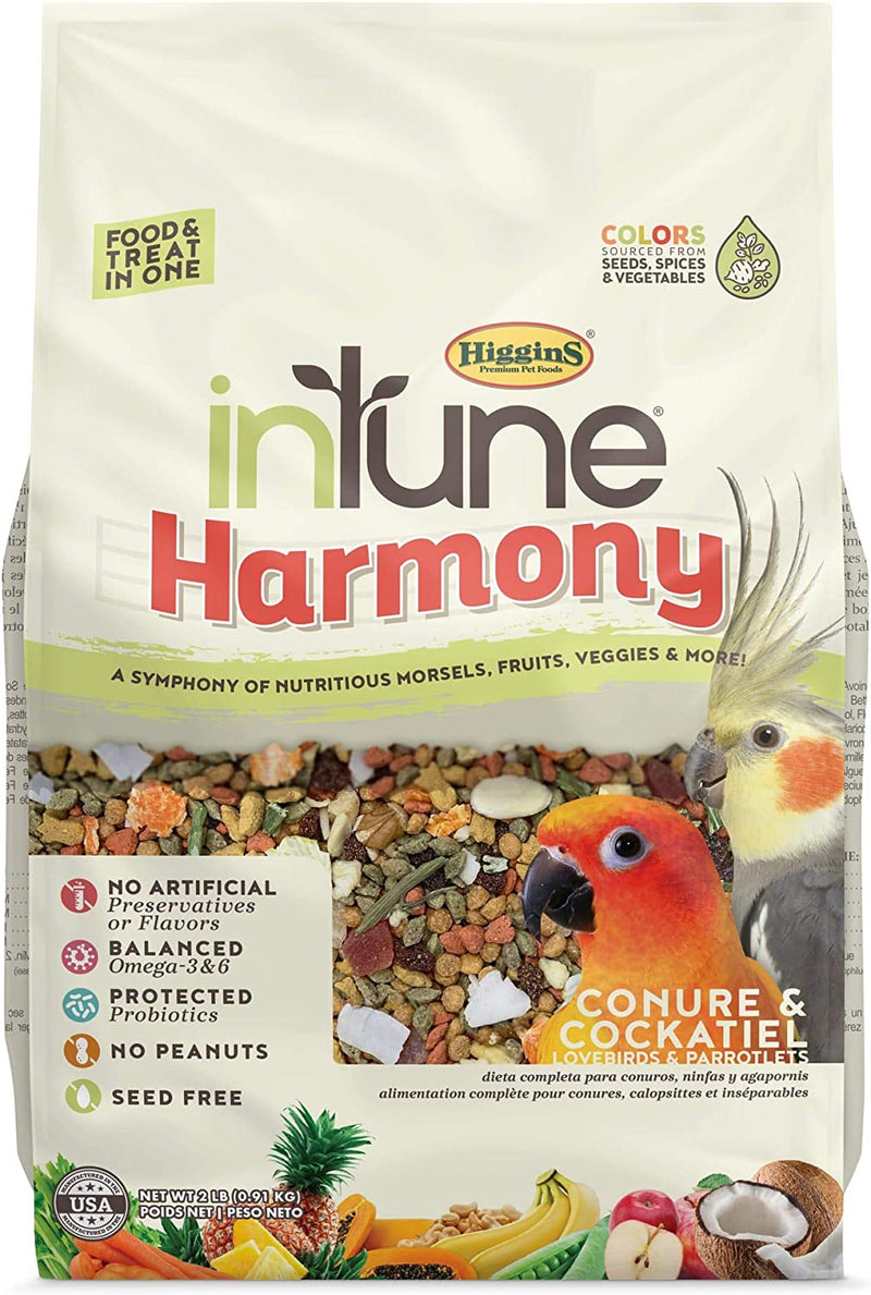 Intune Harmony Conure, Cockatiel, Lovebird and Parrot Food 2Lb, Multicolor (038219) Animals & Pet Supplies > Pet Supplies > Bird Supplies > Bird Food Intune   