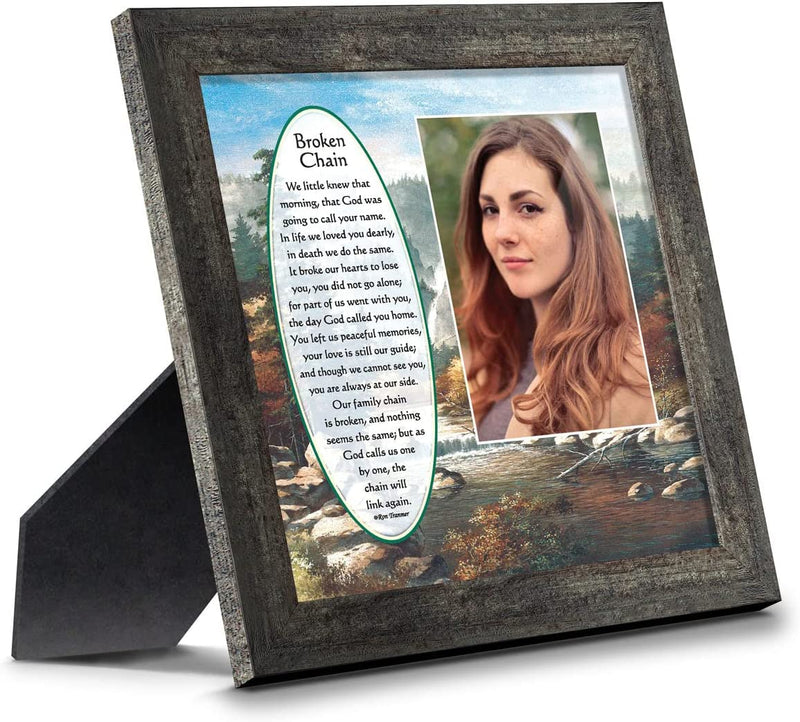 Sympathy Gift in Memory of Loved One, Memorial Picture Frames for Loss of Loved One, Memorial Grieving Gifts, Condolence Card, Bereavement Gifts for Loss of Mother, Father, Broken Chain Frame, 6382BW Home & Garden > Decor > Picture Frames Crossroads Home Décor Barnwood 8x8 w/Picture Opening v2 