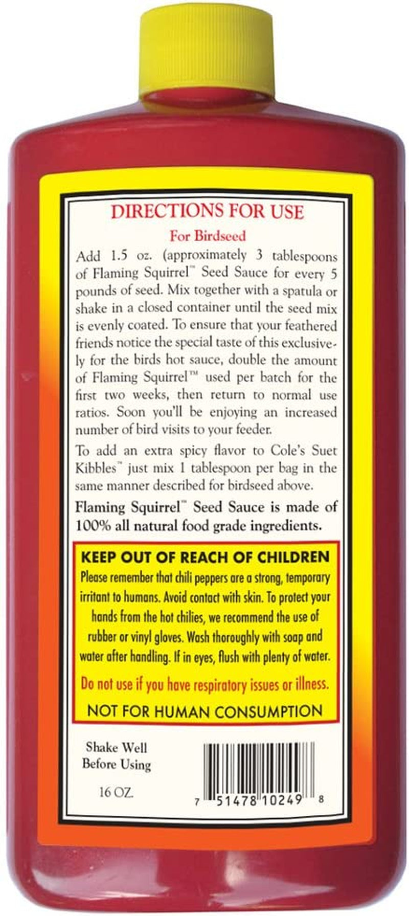 Cole'S FS16 Flaming Squirrel Seed Sauce, 16-Ounce Animals & Pet Supplies > Pet Supplies > Bird Supplies > Bird Food Cole's Wild Bird Products   