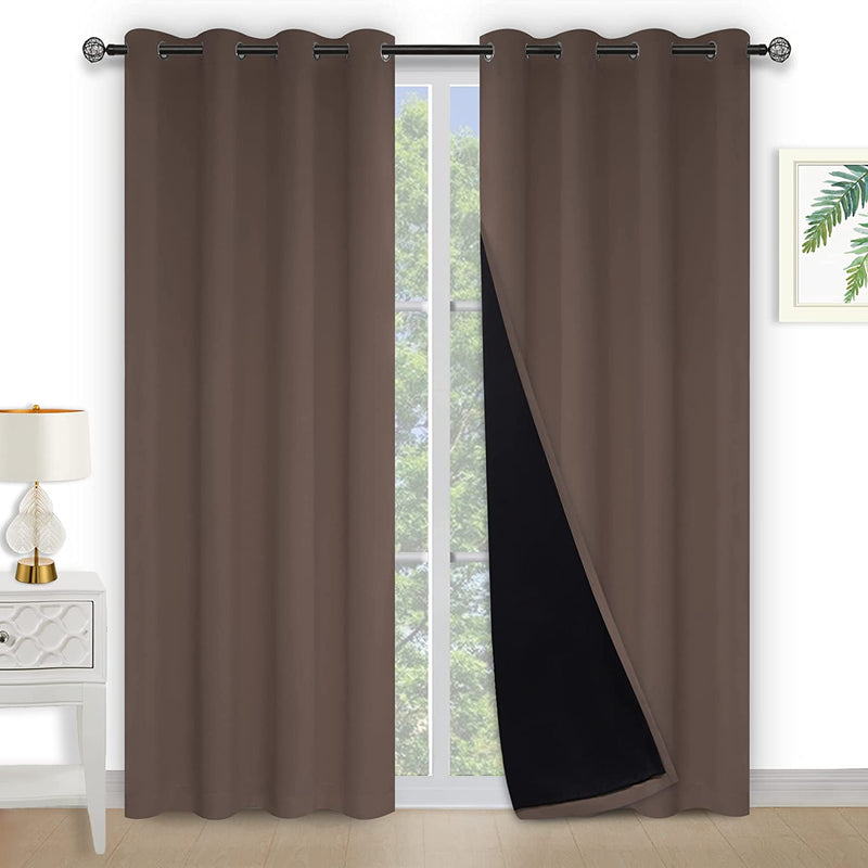 Kinryb Halloween 100% Blackout Curtains Coffee 72 Inche Length - Double Layer Grommet Drapes with Black Liner Privacy Protected Blackout Curtains for Bedroom Coffee 52W X 72L Set of 2 Home & Garden > Decor > Window Treatments > Curtains & Drapes Kinryb Chocolate W52" x L84" 
